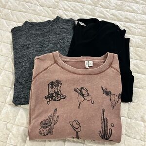 Women’s Top/Sweatshirt - Black, Gray, and Brown - All sold together